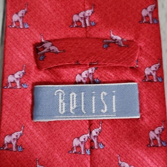 Vintage Red Elephant Novelty Print Silk Neck Tie - Picture 2 of 6